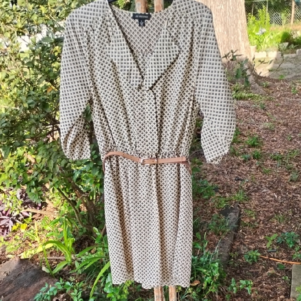 Jodi Kristopher Geometric Long Sleeve Dress with Belt